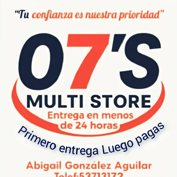 ⭐️ 07's MULTI STORE 🛒
Tu tienda online confiable con entrega primero y pago después.
💳 Aceptamos: Efectivo, Transferencia, Zelle y USD.
🛍️ Categorías:
🏡 Hogar y bienestar
🛠️ Piezas de moto y autopartes
👕 Moda para toda la familia
🍎 Alimentos y víveres (pago en CUP)
Todo lo que necesitas en un solo lugar. 👍