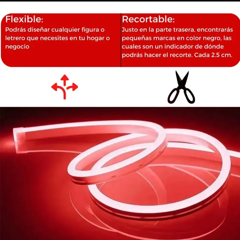 💈 **Tira LED neón roja 5m**