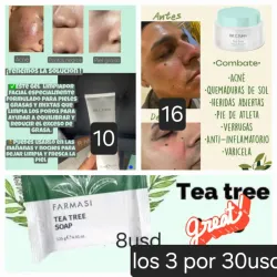 Trio de tea tree ( jabon ,limpiador y crema)