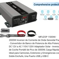 Inversor de 1500w con Pico de 3000w 12v Onda Pura