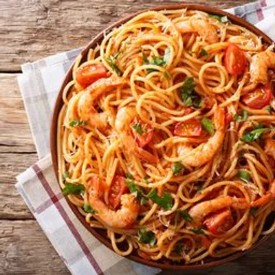 (QB) Espaguetis con Camarones  