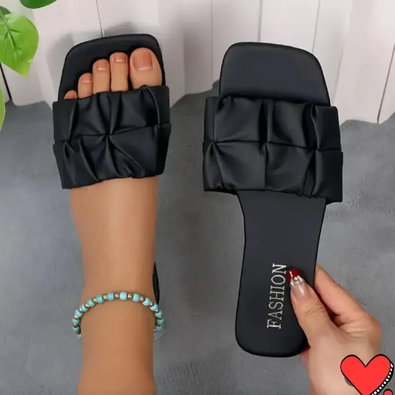 Sandalias Planas de Tira Ancha