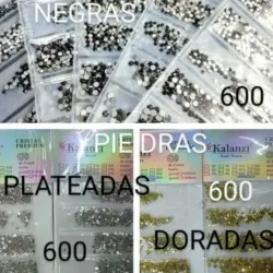 ESTUCHES PIEDRAS DORADAS Y NEGRAS 