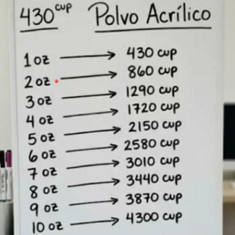 TABLA DE PRECIO DEL POLVO