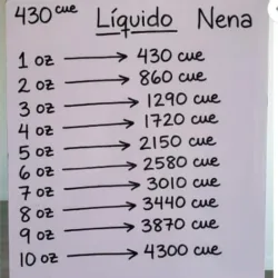 TABLA DE PRECIOS LIQUIDO NENA