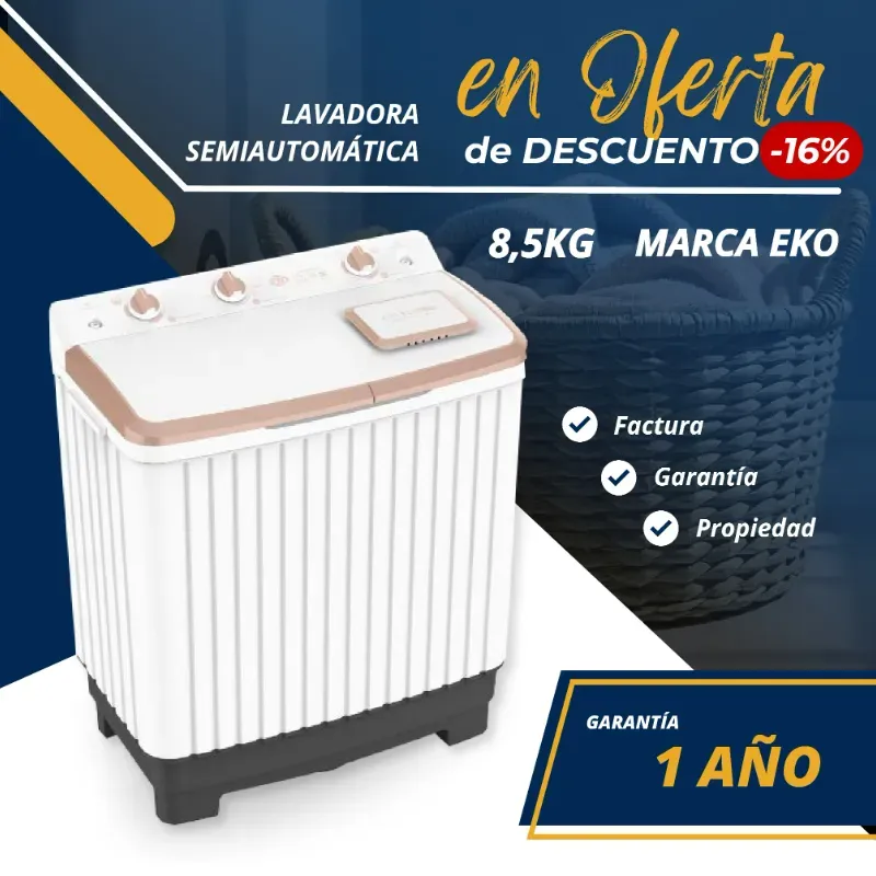 LAVADORA SEMIAUTOMATICA 8.5 KG EKO