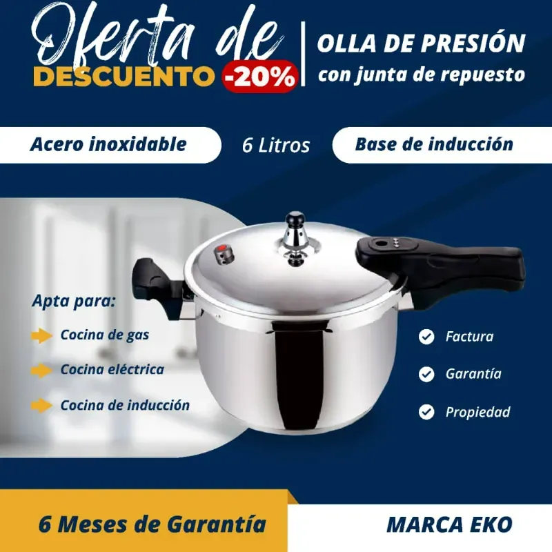 OLLA PRESION 6L ACERO INOXIDABLE 