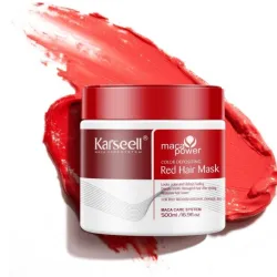 Mascarilla capilar roja con depósito de color de Karseell para un brillo duradero.