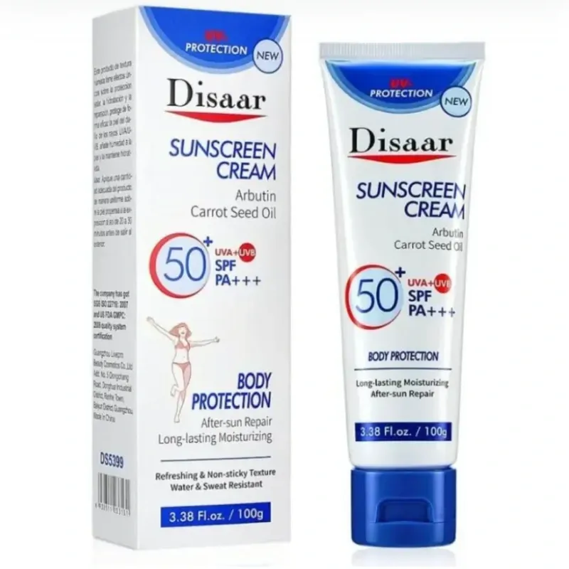 Protector solar corporal SPF 50+ de arbutina y carrot seed oil DISAAR