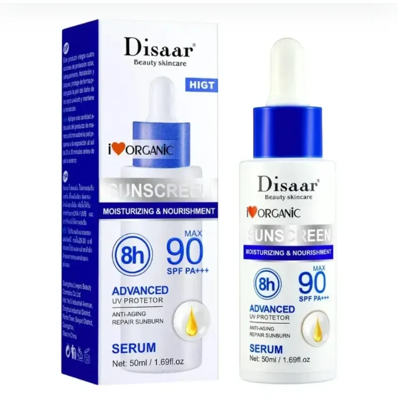 Protector solar tipo serum para piel seca, SPF 90 DISAAR