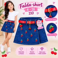 Falda short para niña Cerezas / 12