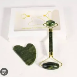 Set de piedra guasha y rodillo jade