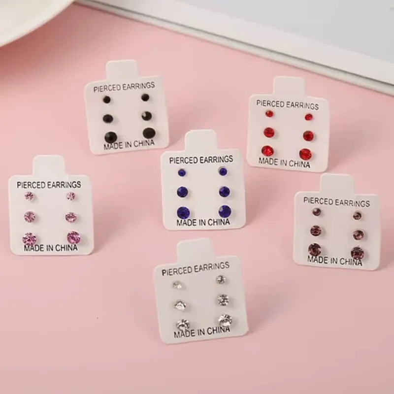 SET DE 3PARES DE ARETES BRILLANTINAS 