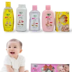 SET DE BEBE/CHAMPOO-ACONDICIONADOR-CREMA-TALCO-ACEITE/