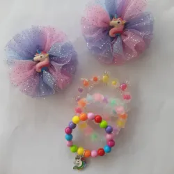 Conjunto de pompon d tul con pulsas para niñas 