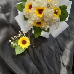 Set de bouquet para novia y tocado