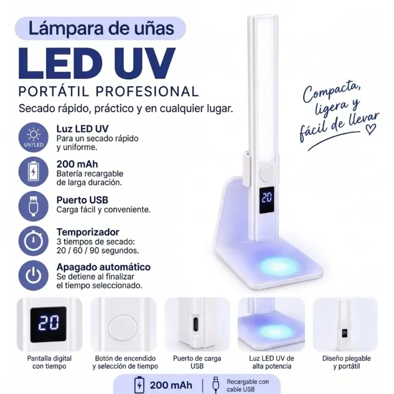 Lámpara recargable de precurado