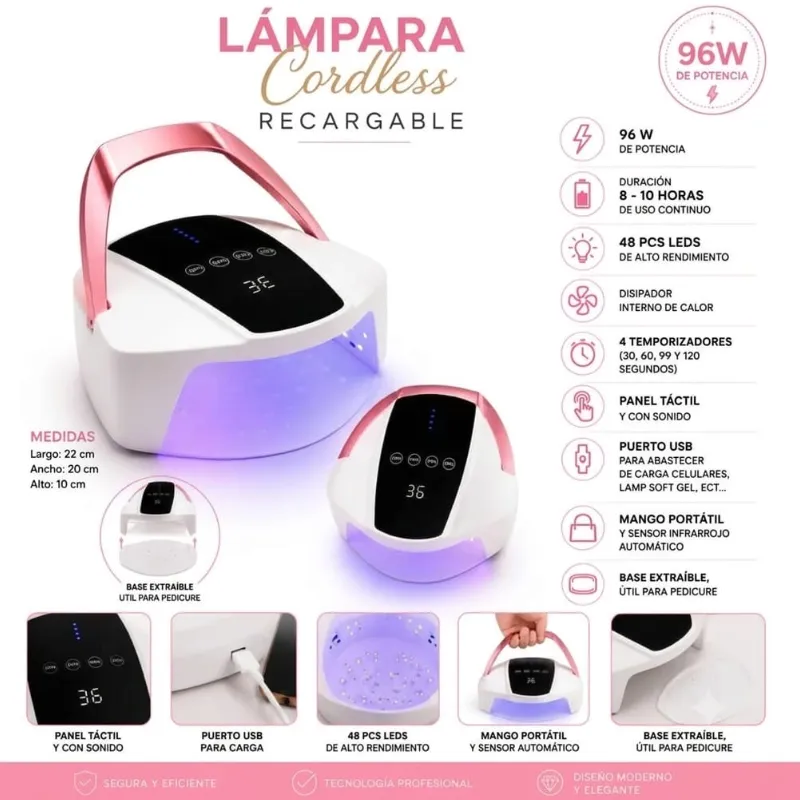 Lámpara recargable durabilidad de 10 a 12 horas