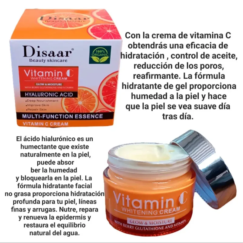 Crema facial con Vit C y Ácido Hialurónico 
