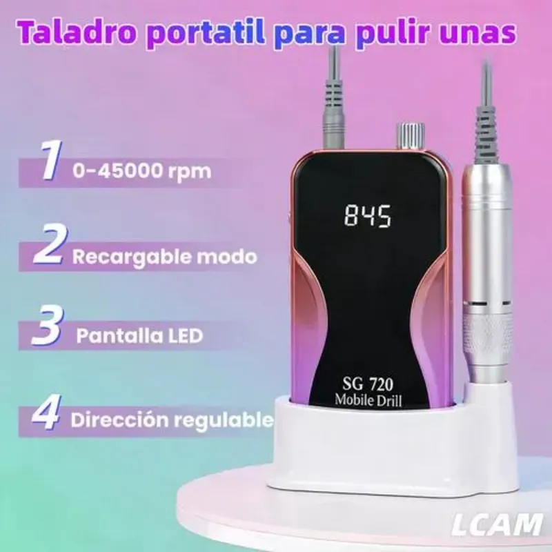 Máquina recargable 45000 RPM con base que trae porta fresa