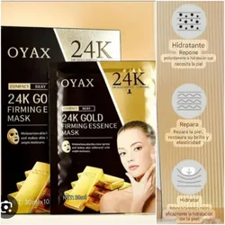 Mascarilla facial de esencia reafirmante, hidratante y anti envejecimiento de oro 24k