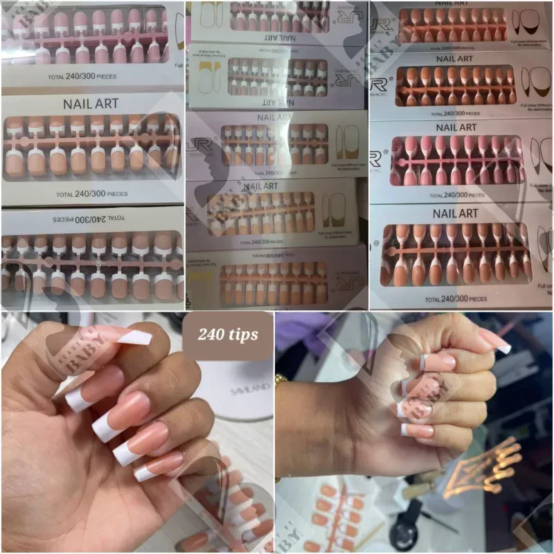 Tips Soft Gel (square cortos) con french