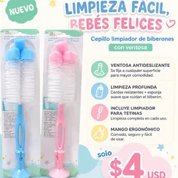 Cepillo limpiador para biberones con ventosa 🍼✨