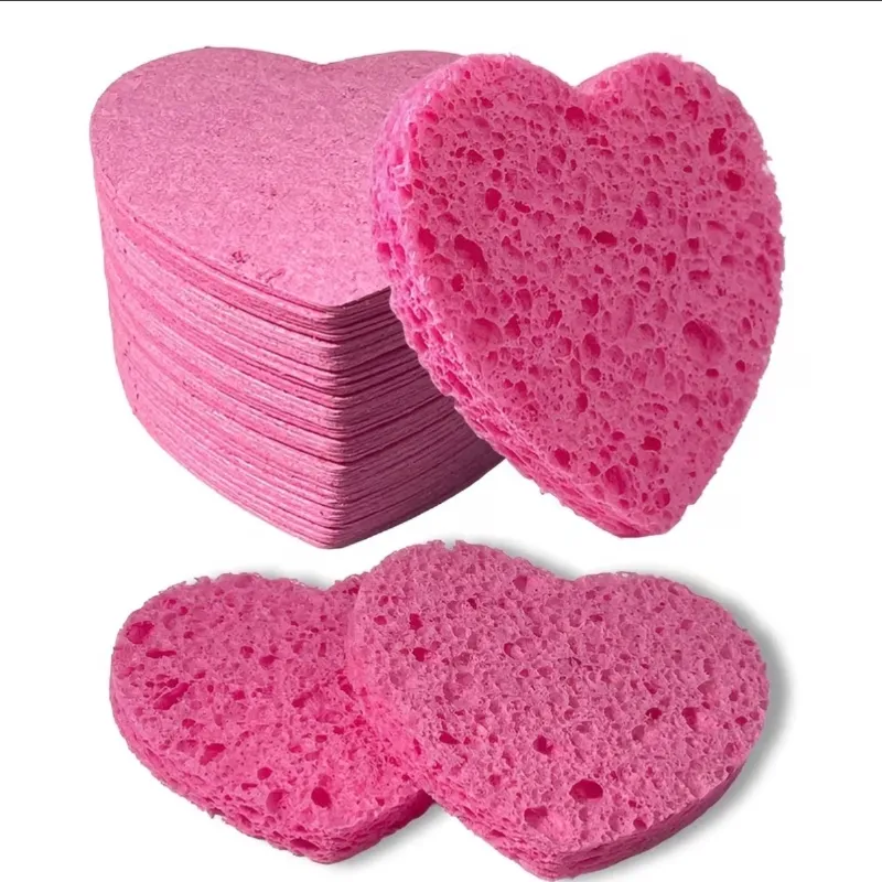 Esponjas de Limpieza Facial en Forma de Corazón *son de las que crecen cuando las mojan*