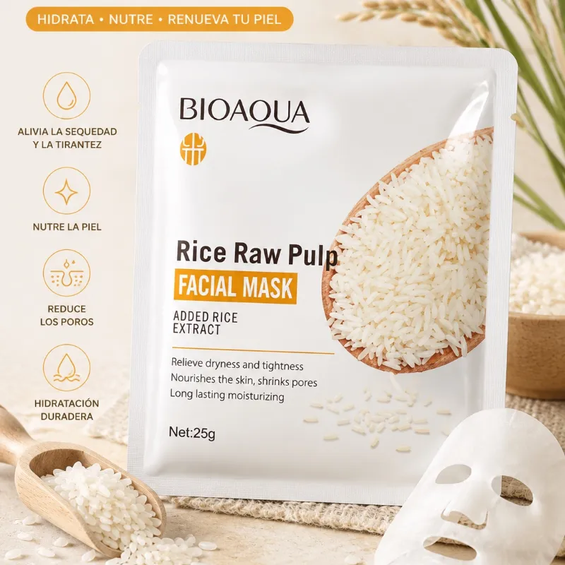 Mascarilla Facial Bioaqua Rice Raw Pulp – Extracto de Arroz