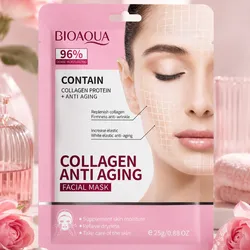 mascarilla facial de BIOAQUA, formulada con colágeno y 96% de hidratación intensa.