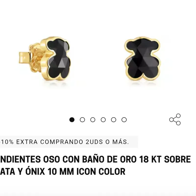 Pendiente osso con baño de oro 18k