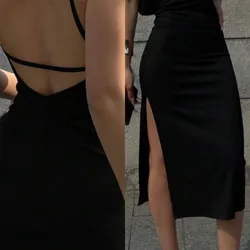 Vestido negro con espalda escotada 