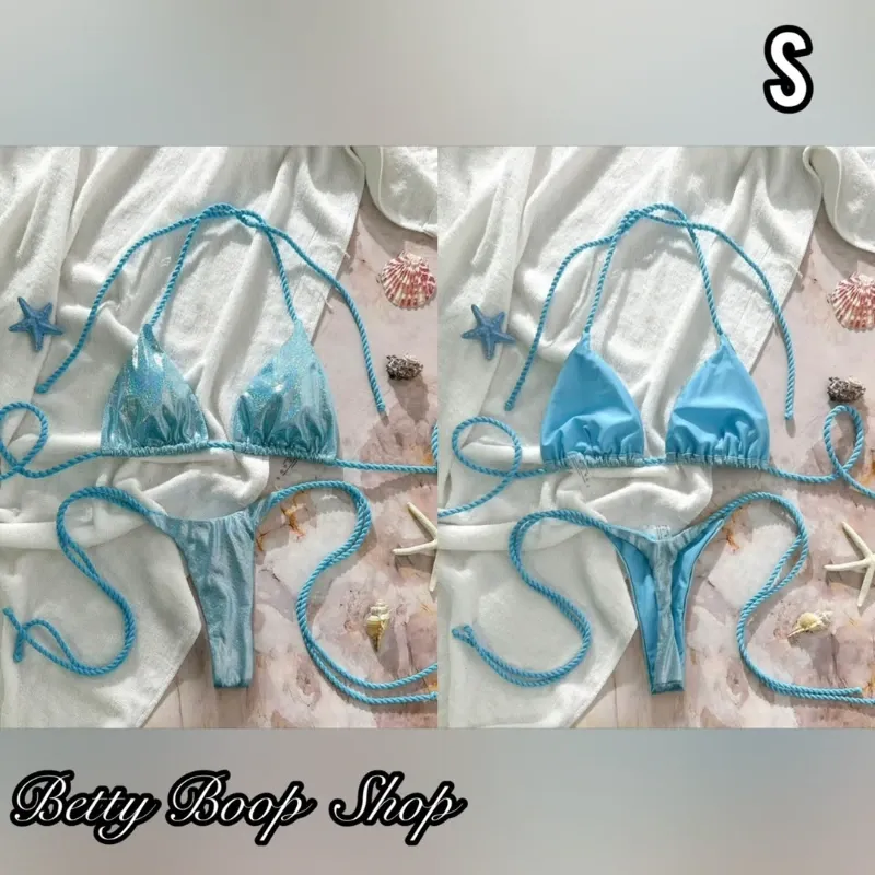 Bikini azul cielo holográfico