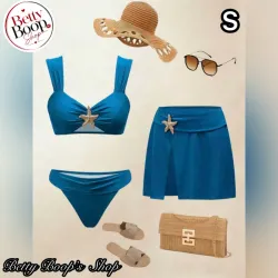 Bikini azul turquesa con pareo