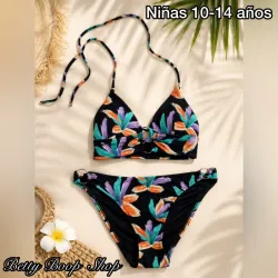 Bikini negro con estampado para niñas