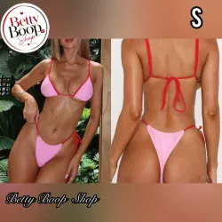 Bikini rosa borde rojo