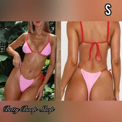 Bikini rosa borde rojo