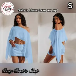 Blusa azul cielo asiméteica con top