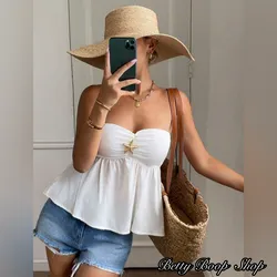 Blusa blanca top con estrella dorada