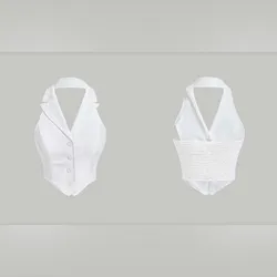 Blusa blanco tipo chaleco con escote en la espalda