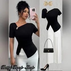 Blusa negra adorno dorado