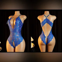 Body azul de encaje