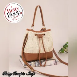 Bolso beige y marrón