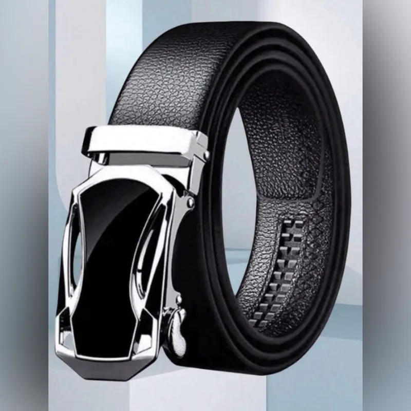 Cinturón de hombre hebilla gruesa plateada