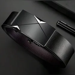 Cinturón de hombre hebilla negra y plateada