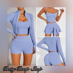 Conjunto  3 piezas short, top y suéter