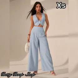 Conjunto azul cielo estampado de rayas
