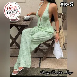 Conjunto Betty Boop verde menta con estampado de rayas y lazos