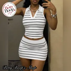Conjunto blanco a rayas
