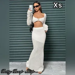 Conjunto blanco de dos piezas tejido
